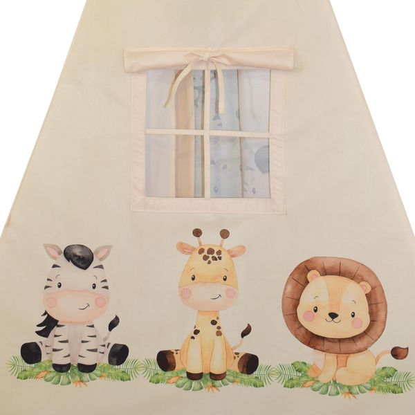 چادر بازی کودک مدل سرخپوستی طرح حیوانات سافاری کد PT503