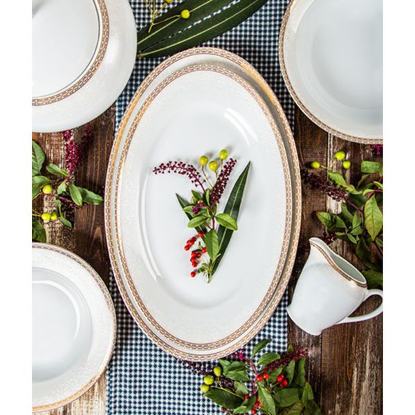 سرویس غذاخوری 102 پارچه 12 نفر چینی زرین ایران مدل ایتالیا اف ریوا درجه عالی