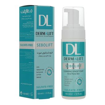 فوم شستشوی صورت درمالیفت مدل سبولیفت مناسب پوست‌‌های چرب حجم 150 میلی لیتر