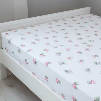 ملحفه نخ پنبه انگلیش هوم مدل Rose Blush یک نفره سایز 240x160 سانتی‌متر