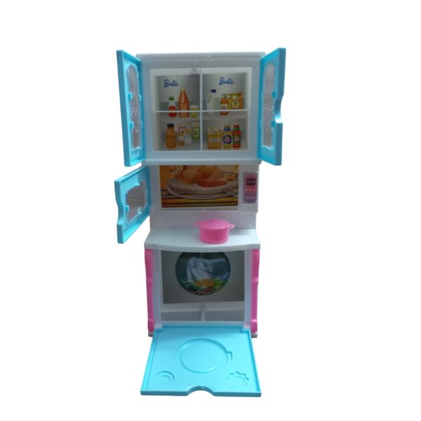 ست اسباب بازی آشپزخانه مدل کابینت و ماکروفر و ماشین لباسشویی و قابلمه