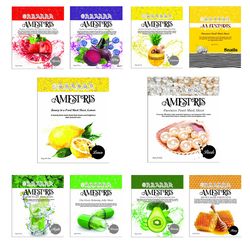 ماسک ورقه‌ای صورت آمستریس مدل میوه‌ای 25 گرم بسته 10 عددی با عصاره طبیعی، آبرسان قوی، ترمیم‌کننده، روشن‌کننده، کوچک‌کننده منافذ