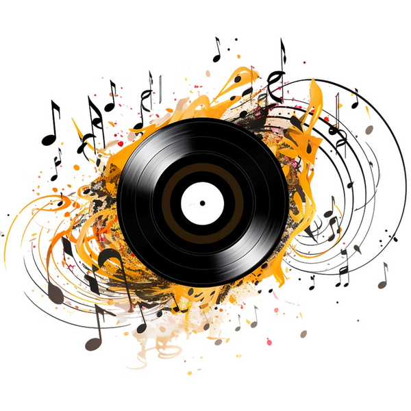 برچسب اتویی پارچه و لباس طرح موزیک گرامافون