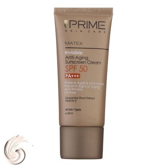 کرم ضدآفتاب بدون رنگ پرایم مدل Anti Aging SPF50، حجم 40 میلی‌لیتر