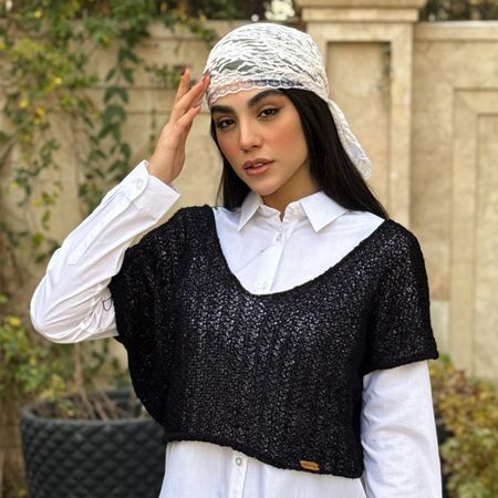 کراپ زنانه آستین سرخود شاهو مدل Brellin