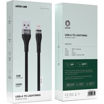 کابل USB-A به LIGHTNING گرین لاین مدل BRAIDED