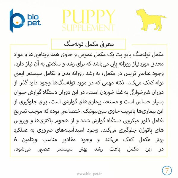 مکمل توله سگ بایو پت مدل Puppy وزن 400 گرم