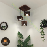 لوستر سقفی چوبی خاص 3 شعله نامنظم طرح ستاره ای