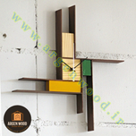 ساعت چوبی دیواری فانتزی ، مدرن و خاص طرح پازلی موندریان کد 612