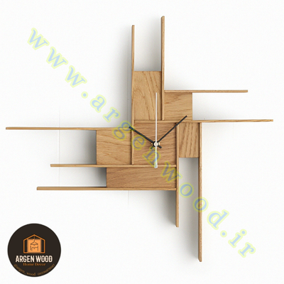 ساعت چوبی دیواری فانتزی ، مدرن و خاص طرح پازلی موندریان کد 613