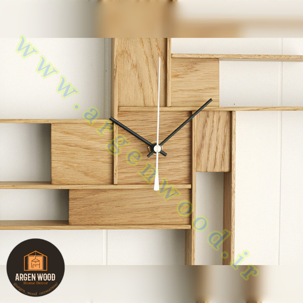 ساعت چوبی دیواری فانتزی ، مدرن و خاص طرح پازلی موندریان کد 613
