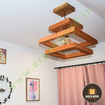 لوستر سقفی چوبی خاص تک شعله