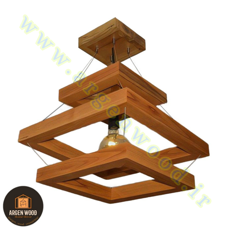 لوستر سقفی چوبی خاص تک شعله