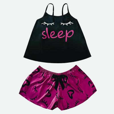 لباس خواب زنانه مدل Sleep رنگ مشکی