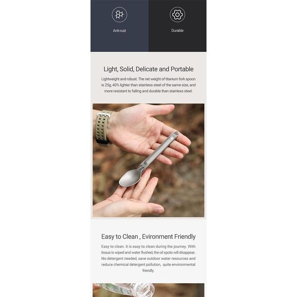 قاشق و چنگال سفری نکس تول مدل Titanium Tableware