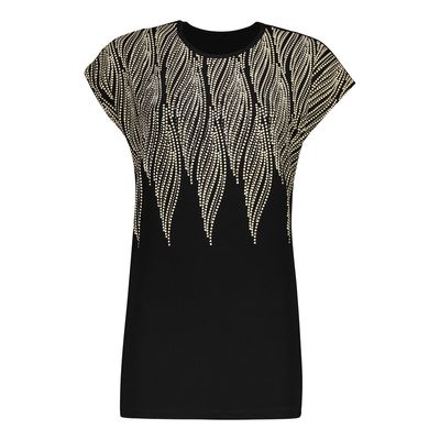 تی شرت لانگ آستین کوتاه زنانه مدل VC952 رنگ مشکی