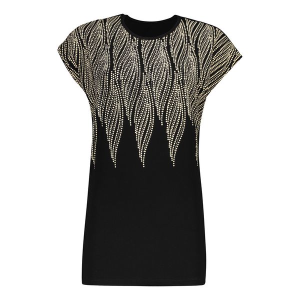 تی شرت لانگ آستین کوتاه زنانه مدل VC952 رنگ مشکی