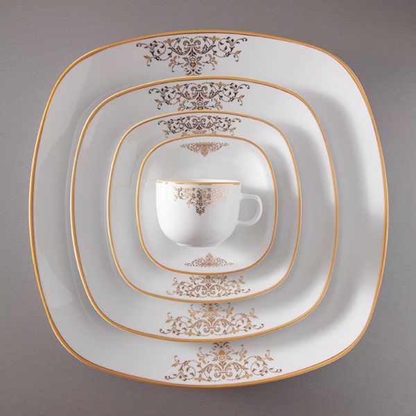 سرویس غذاخوری 98 پارچه چینی زرین ایران سری کواترو مدل مونت کارلو درجه یک