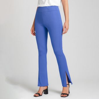 شلوار زنانه مدل کبریتی دمپا چاکدار کد 80540 رنگ آبی کاربنی