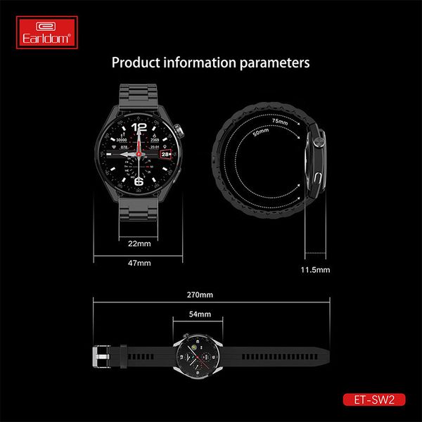 ساعت هوشمند ارلدام مدل ET-SW2 – نمایشگر فول اسکرین، تماس بلوتوثی و پایش سلامت