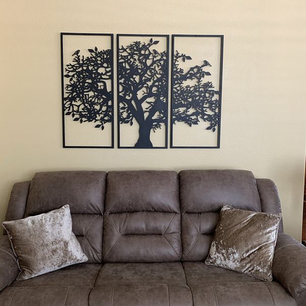 دیوارکوب آماتیس مدل درخت و پرنده مجموعه 3 عددی