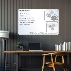 تخته وایتبرد دیواری هوم اند فریج پشت چسب مدل CLASSROOM H&F سایز 100x60x0.06 سانتیمتر به همراه ماژیک، مگنت، هولدر و تخته پاک کن