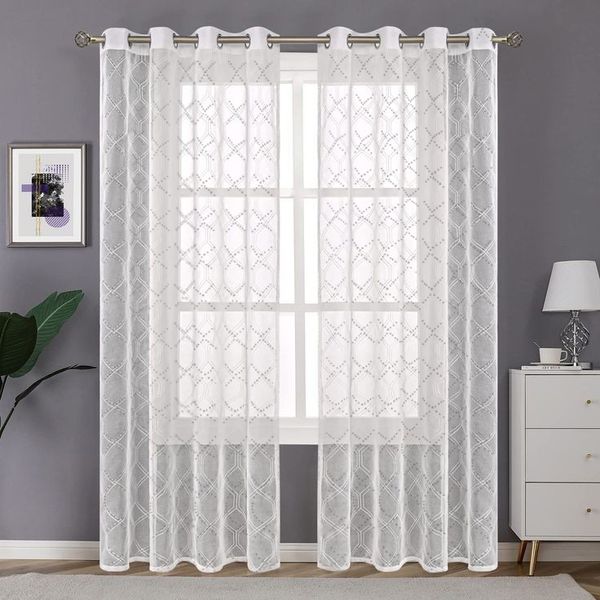 پرده تیکودکو مدل خامه‌دوزی گیپور bradley3110 سایز 150x280 سانتیمتر