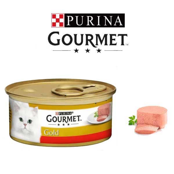 کنسرو گربه گورمت گلد مدل پته گوشت گاو وزن 85 گرم
