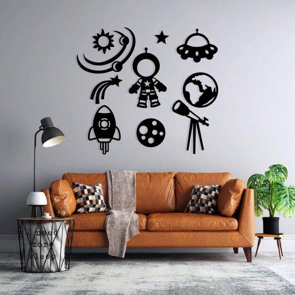 استیکر دیواری طرح فضا مجموعه 11 عددی