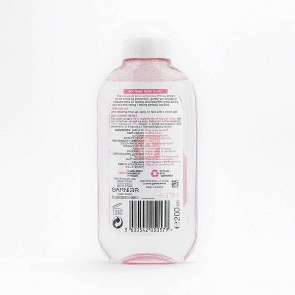 تونر پاک کننده صورت گارنیه مدل Rose Toner حجم 200 میلی لیتر