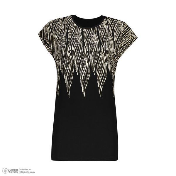تی شرت لانگ آستین کوتاه زنانه مدل VC952 رنگ مشکی