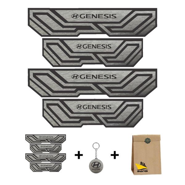 برچسب پارکابی خودرو شیپرس طرح چرم کد SP043 مناسب برای هیوندای جنسیس بسته 4 عددی به همراه جاکلیدی
