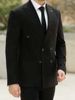 کت مشکی دبل برست دکمه مشکی c251