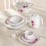 سرویس غذاخوری 98 پارچه چینی زرین ایران سری کواترو مدل رزفلاور درجه یک