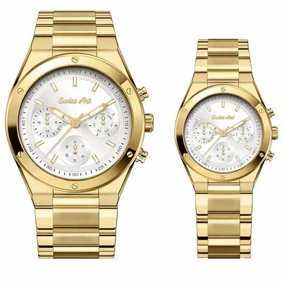 ست ساعت مچی عقربه‌ای کوارتز زنانه و مردانه سوئیس آرت مدل ANT107-108GD0300