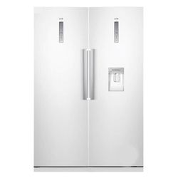 یخچال فریزر دوقلو 40 فوت سام مدل RR65-RZ65/W، دارای اخطار باز ماندن درب، با ارتفاع 180، پهنای 120 و عمق 68.4 سانتیمتر، کیزان مص