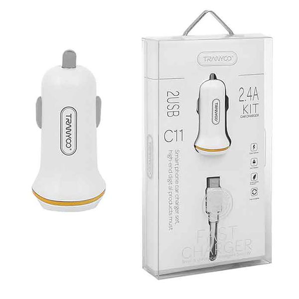 شارژر فندکی ترانیو مدل C11 به همراه کابل تبدیل USB به لایتنینگ
