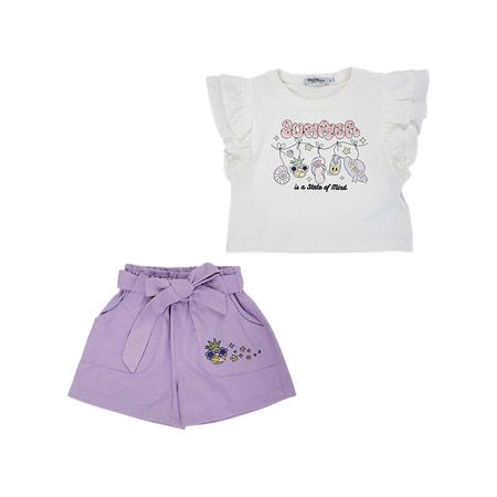 ست تی‌شرت آستین کوتاه و شلوارک دخترانه مدل MDSS-CH3788