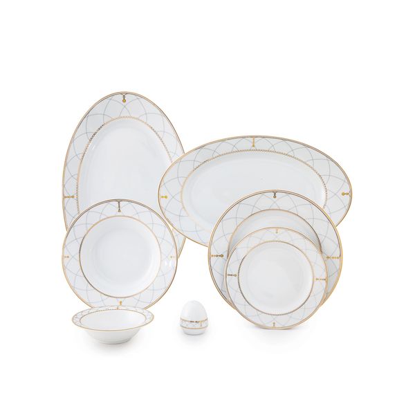 سرویس غذاخوری 28 پارچه چینی زرین ایران سری ایتالیا اف مدل رومانا درجه یک