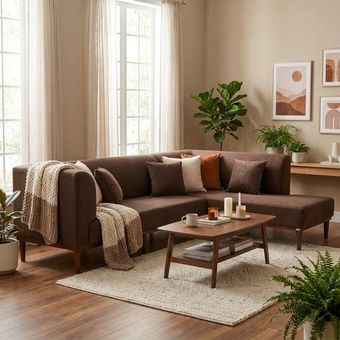 مبل ال 6 نفره گالری چوب آشنایی مدل Nest-Gh-L ست 2 تکه به همراه 4 کوسن