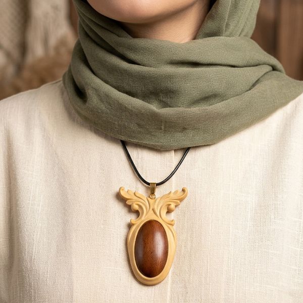 گردنبند چوبی مدل ناردانه