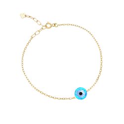 پابند طلا 18 عیار زنانه گالری طلای مریم اکرمی مدل دایره اپال چشم نظر