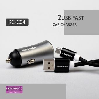 شارژر فندکی کلومن مدل KC - C04 به همراه کابل USB-C
