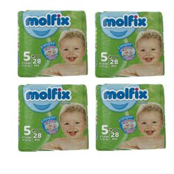 پوشک بچه مولفیکس مدل ضد حساسیت سایز 5 چهار بسته 28 عددی
