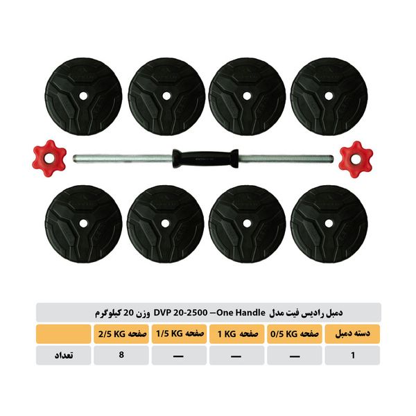 دمبل رادیس فیت مدل Dvp 20-2500-one handle وزن 20 کیلوگرم