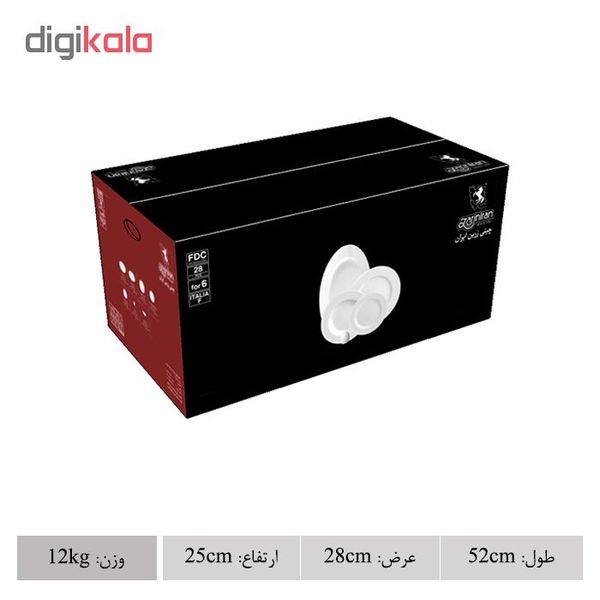 سرویس غذاخوری 28 پارچه چینی زرین ایران سری ایتالیااف مدل Florance 2 درجه عالی