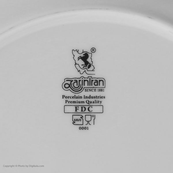 بشقاب غذاخوری چینی زرین ایران سری کواترو هتلی کد 25 درجه عالی بسته 6 عددی