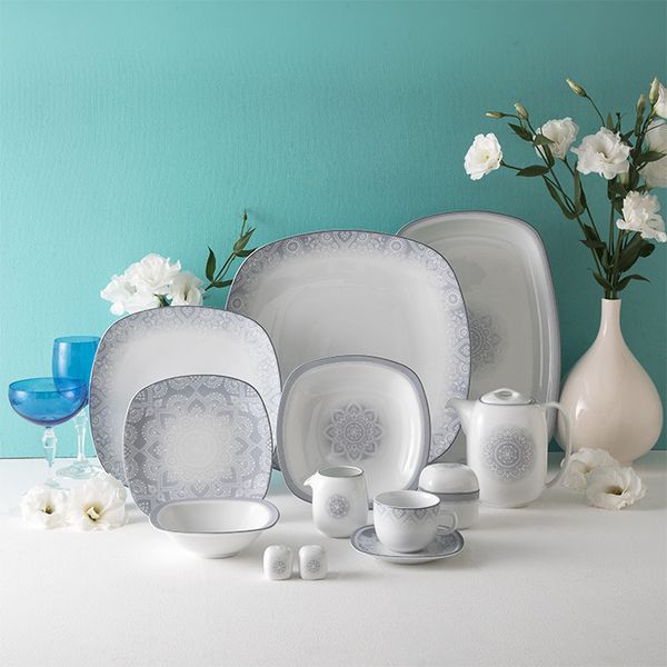 سرویس غذاخوری 73 پارچه 12 نفر چینی زرین ایران مدل کواترو ادلین درجه یک