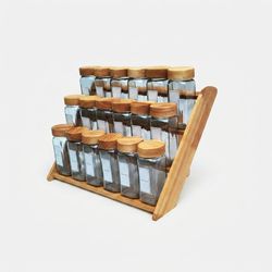 ست جا ادویه 18 پارچه مدل RUBBERWOOD-18 به همراه استند*976