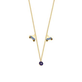 گردنبند طلا 18 عیار بچگانه  گالری طلای مریم اکرمی مدل کارتیه و دو فولکس